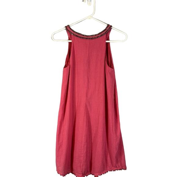 Mango Pink Sleeveless Beaded Neck Lightweight Trapeze Swing Dress Women Sz 2 - Picture 2 of 8